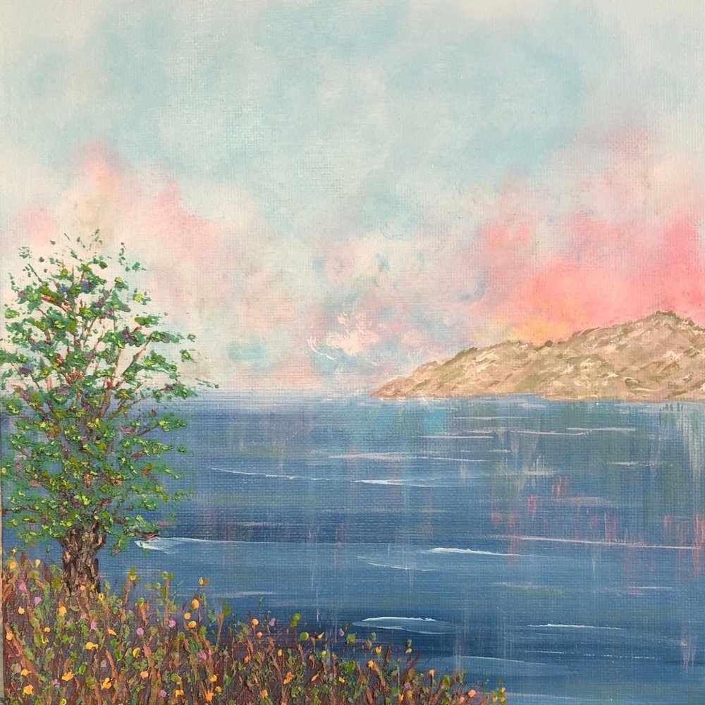 Dawning By Deb Bossert Artworks 8" x 8" Original Acrylic Painting